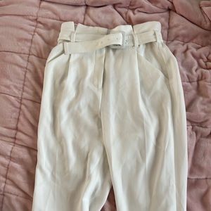 Babaton belted dress pants. White. Size 6